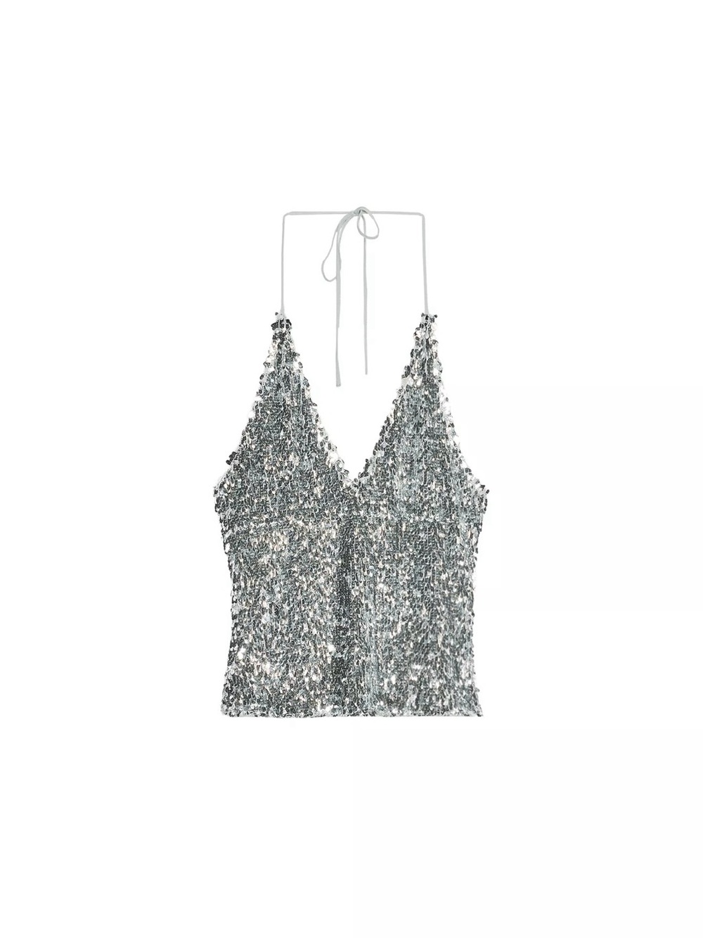 Zara Silver Sequin Halter Camisole